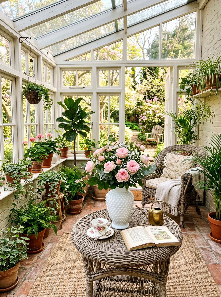 Milk Glass Roses - 25 Spring Flower Vase Ideas