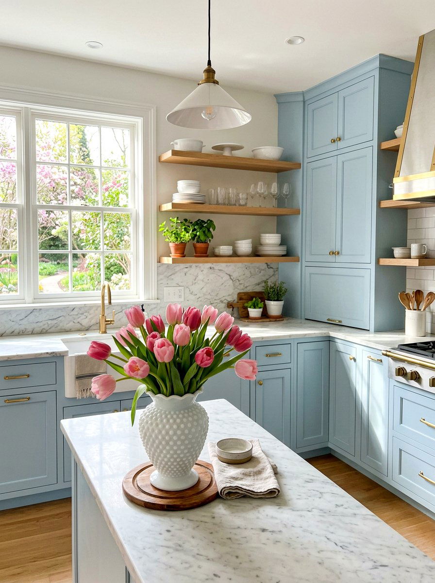 Milk Glass Vase With Tulips - 25 Spring Milk Glass Decor Ideas