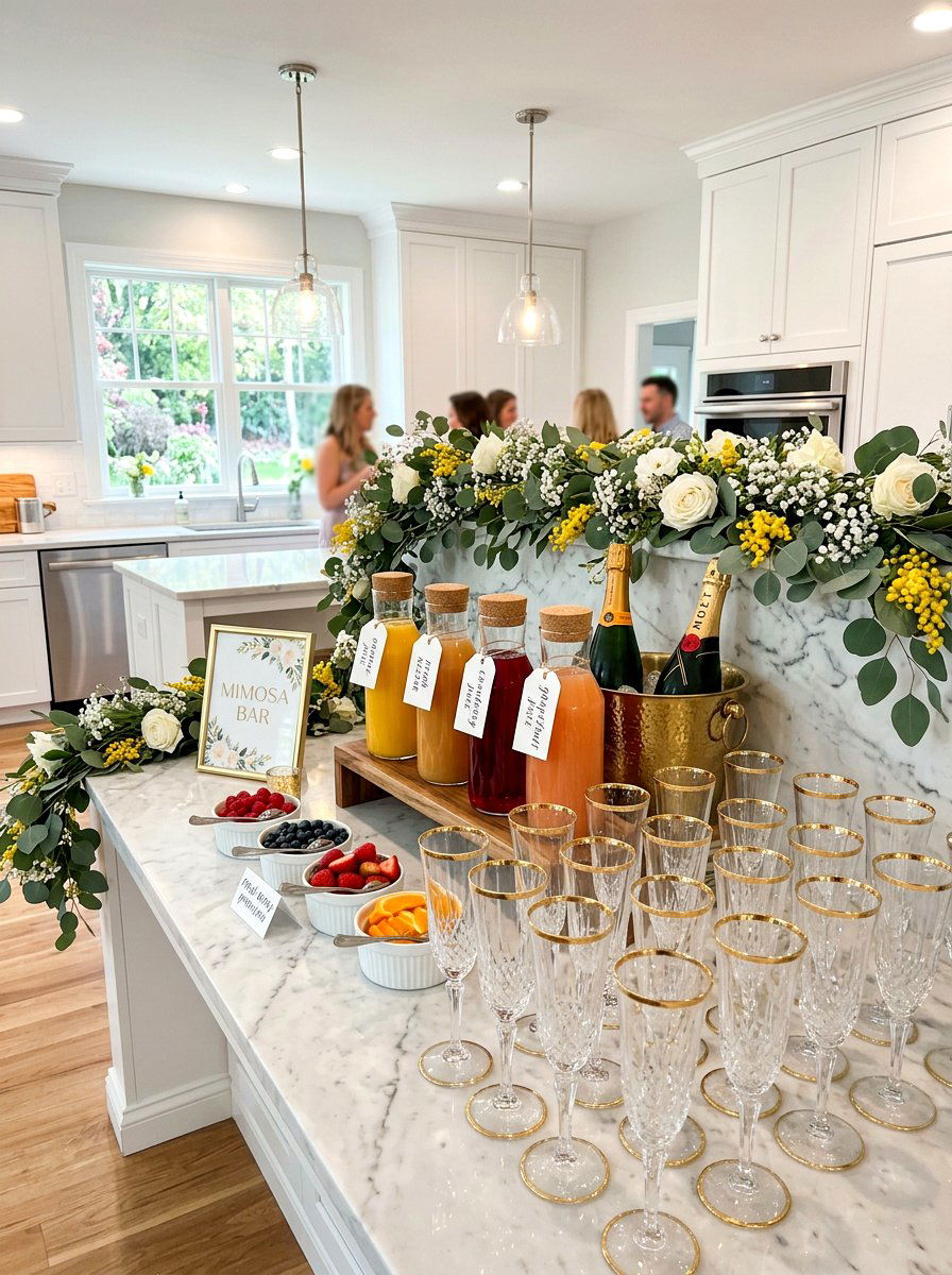Mimosa Bar Setup - 25 Spring Wedding Shower Decor Ideas