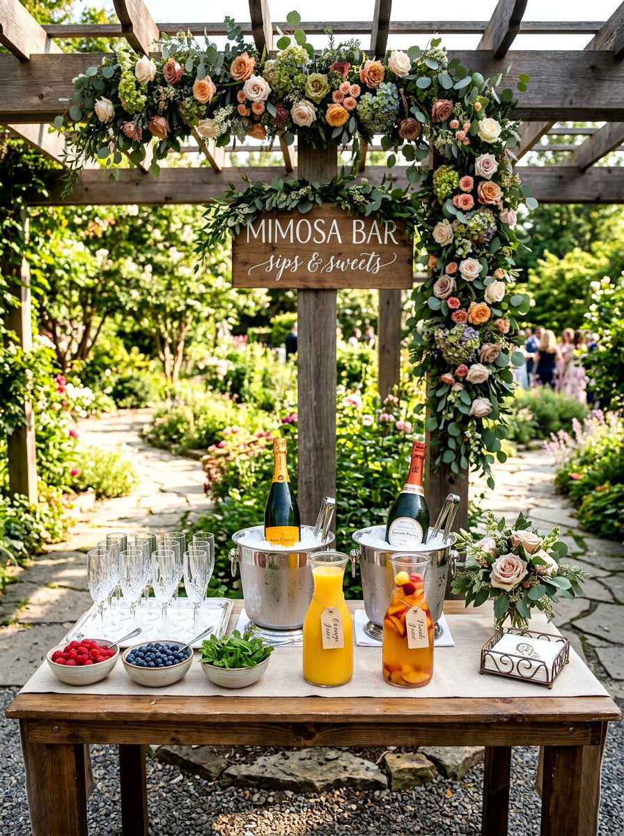 Mimosa bar station - 25 Spring Bridesmaid Luncheon Ideas