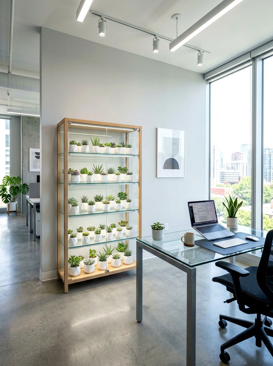 Mini Potted Succulents - 25 Spring Curio Cabinet Ideas