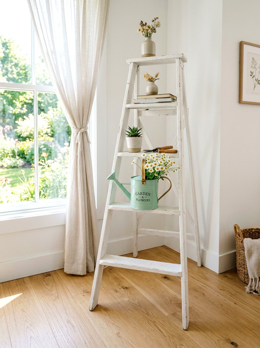 Mini Watering Can - 25 Spring Blanket Ladder Decor Ideas