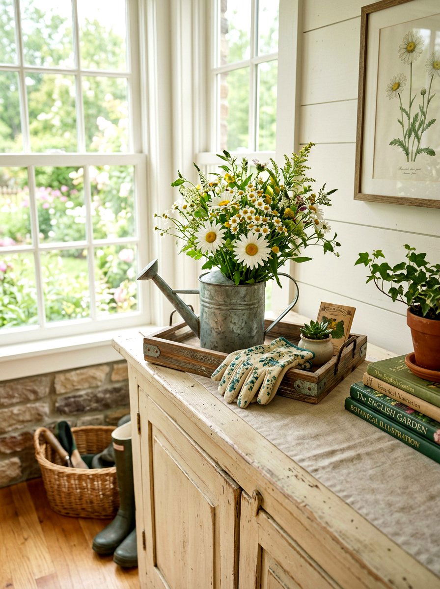 Mini watering can floral tray - 25 Spring Farmhouse Tiered Tray Ideas