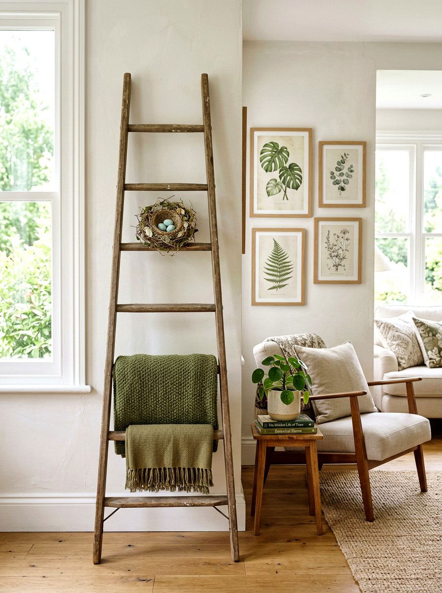 Miniature Bird Nest - 25 Spring Blanket Ladder Decor Ideas