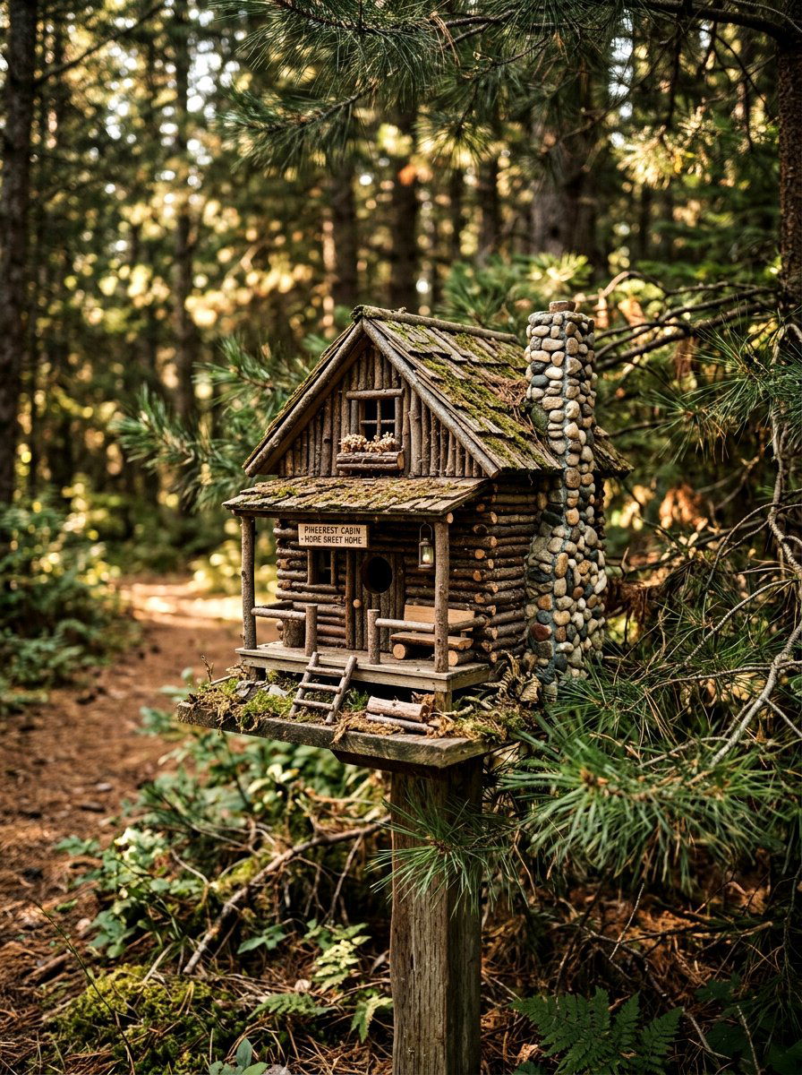 Miniature Cabin Birdhouse - 25 Spring DIY Birdhouse Ideas