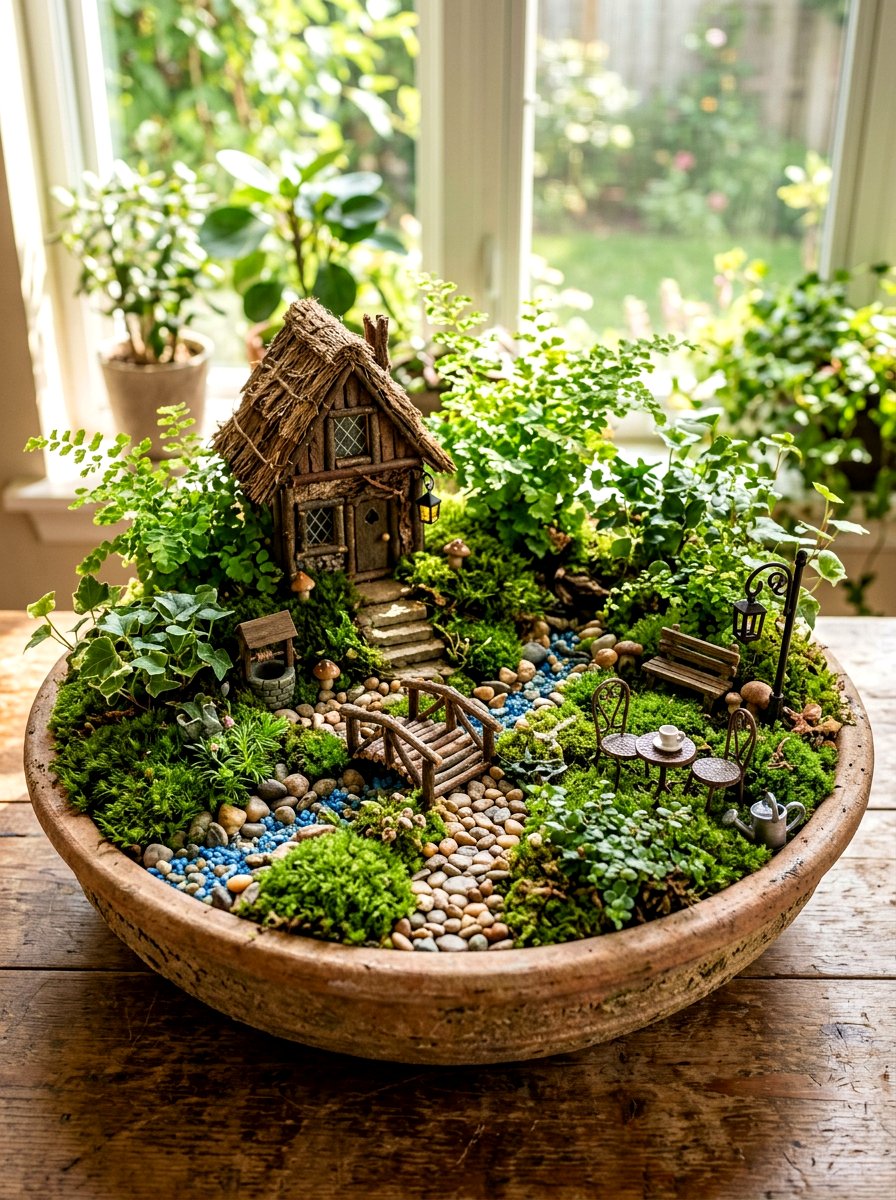 Miniature Fairy Garden Planter - 25 Spring Planter Decorating Ideas