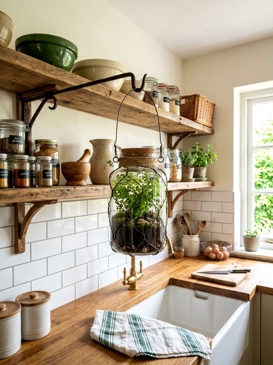 Miniature Fern Hanging Jar - 25 Spring Hanging Terrarium Ideas