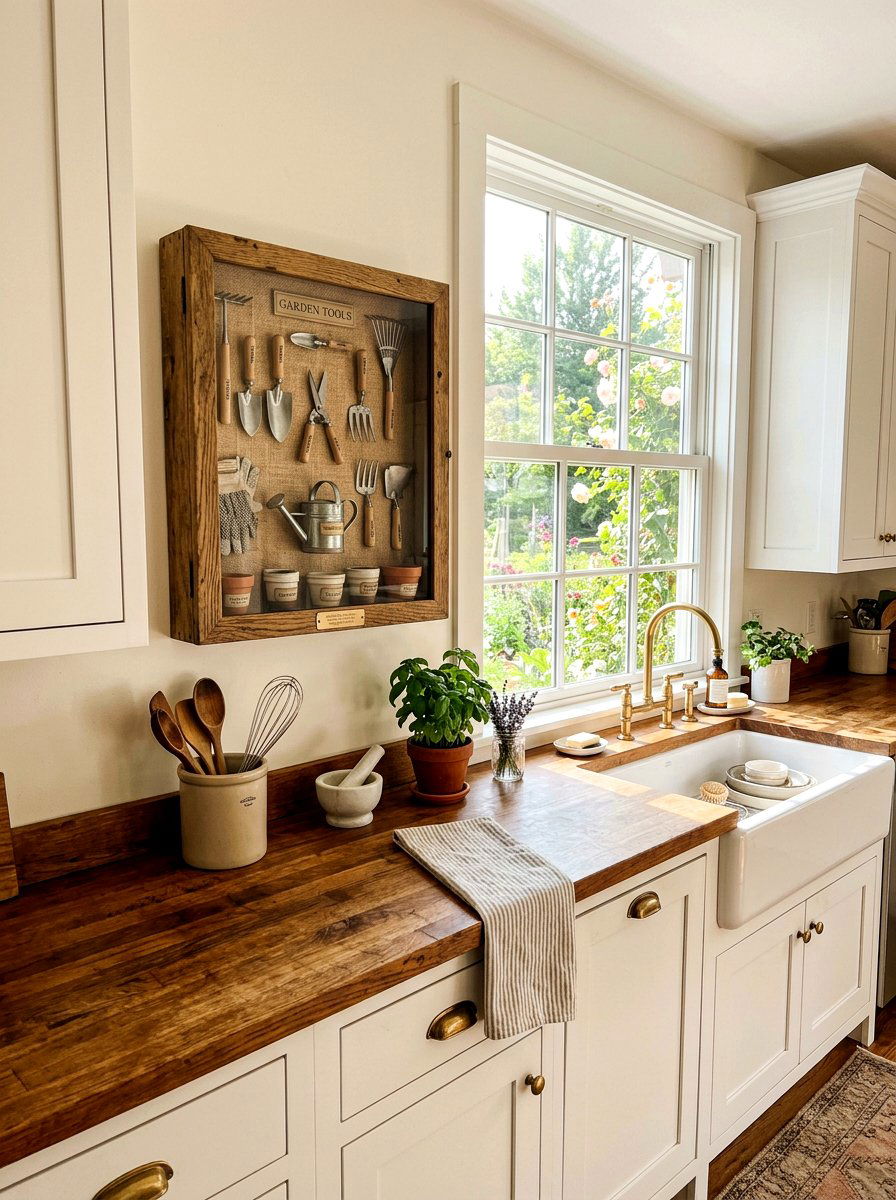 Miniature Garden Tool Display - 25 Spring Shadow Box Ideas