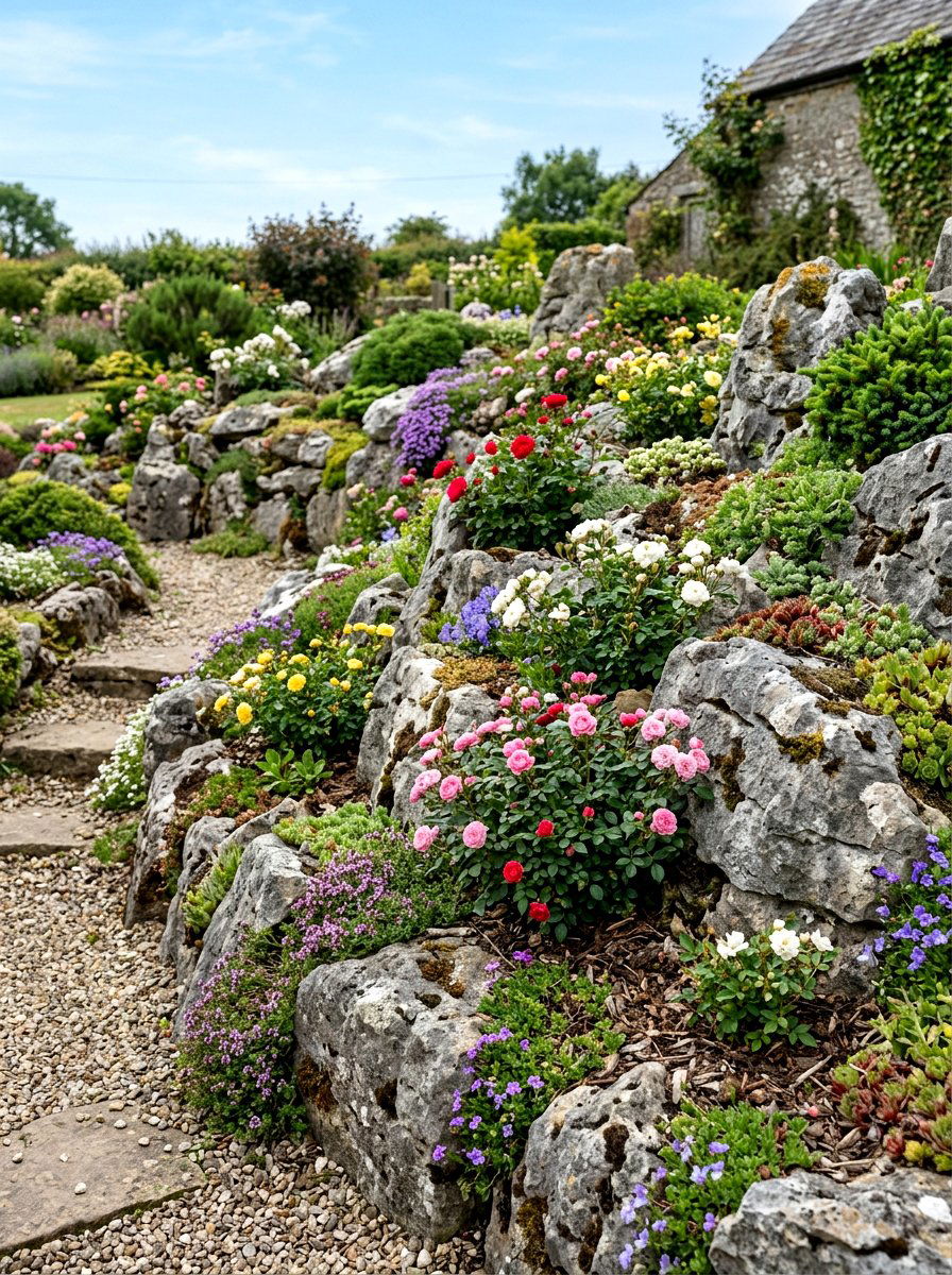 Miniature Rose Garden Rockery - 25 Spring Rose Garden Ideas
