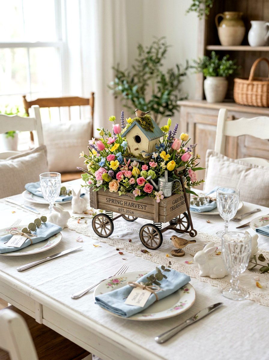 Miniature Spring Wagon - 25 Spring Wagon Decor Ideas