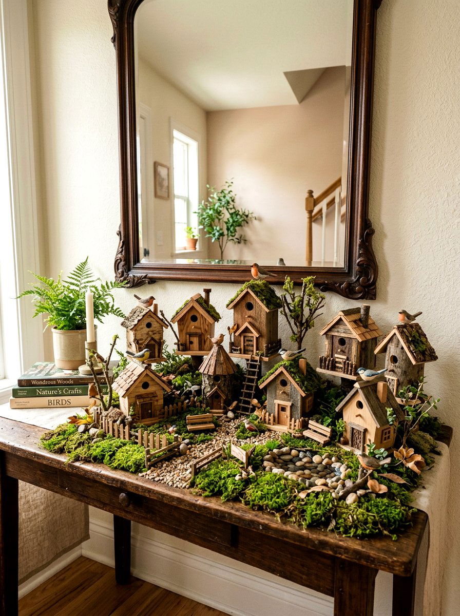 Miniature Wood Bird Village - 25 Spring Wooden Bird Ideas