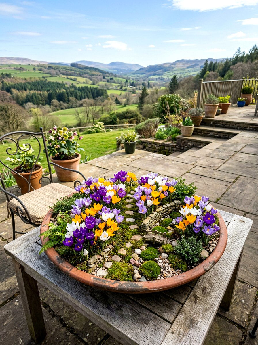 Miniature spring crocus garden - 25 Spring Crocus Bowl Ideas