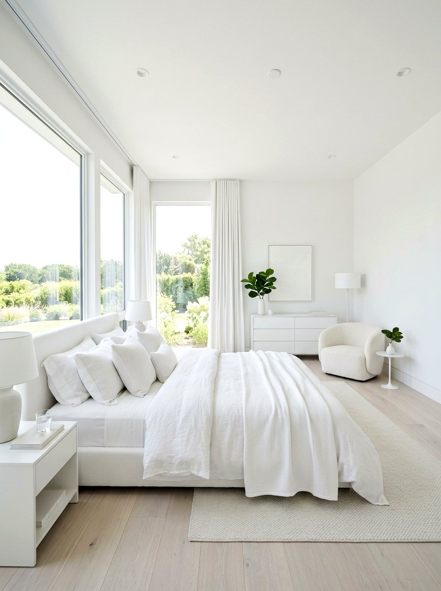 Minimalist All White Bedding - 25 Spring Bed Styling Ideas