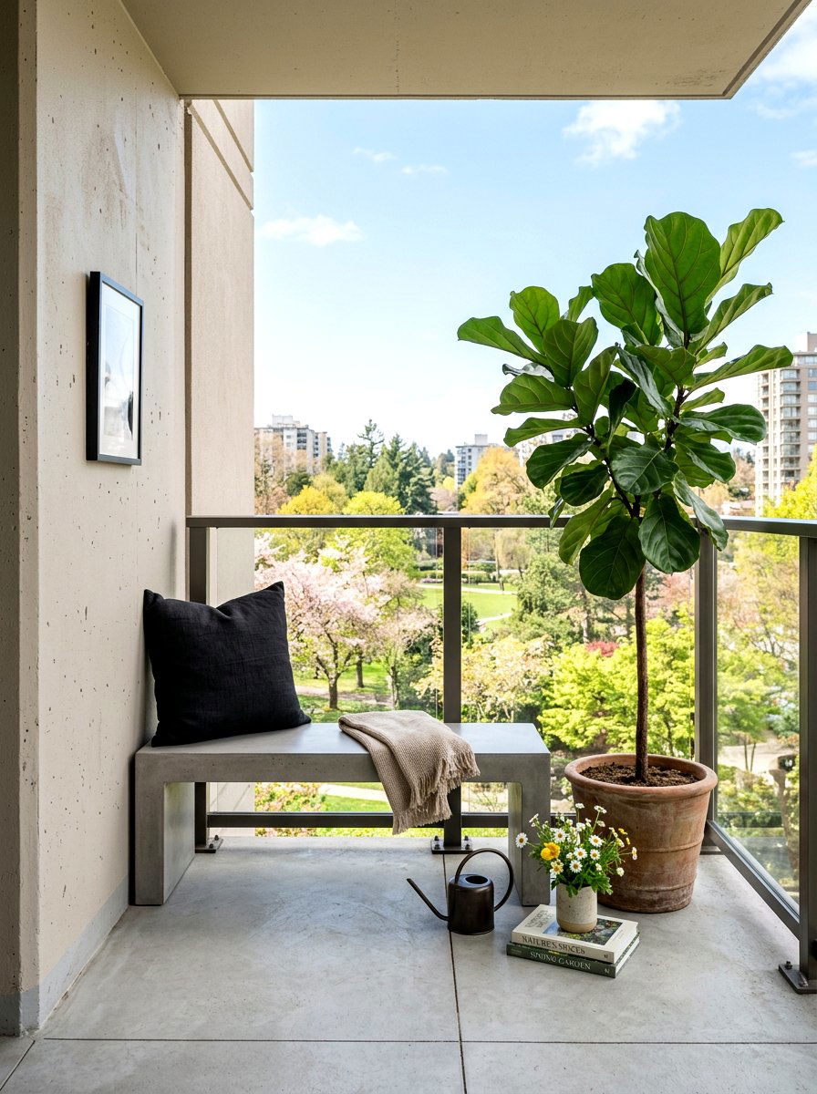 Minimalist Balcony Seating - 25 Balcony Spring Decor Ideas