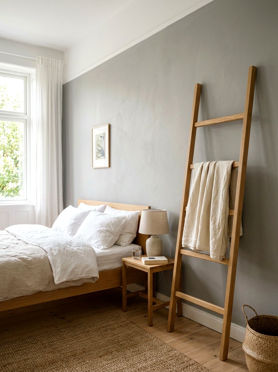 Minimalist Bedroom Blanket Ladder - 25 Spring Ladder Decor Ideas