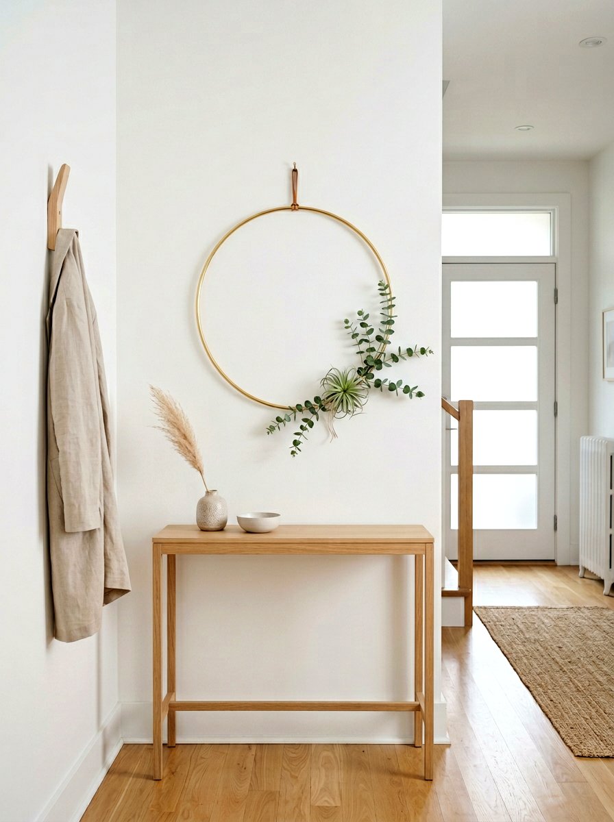 Minimalist Brass Hoop Wreath - 25 Spring Flower Wreath Hoop Ideas