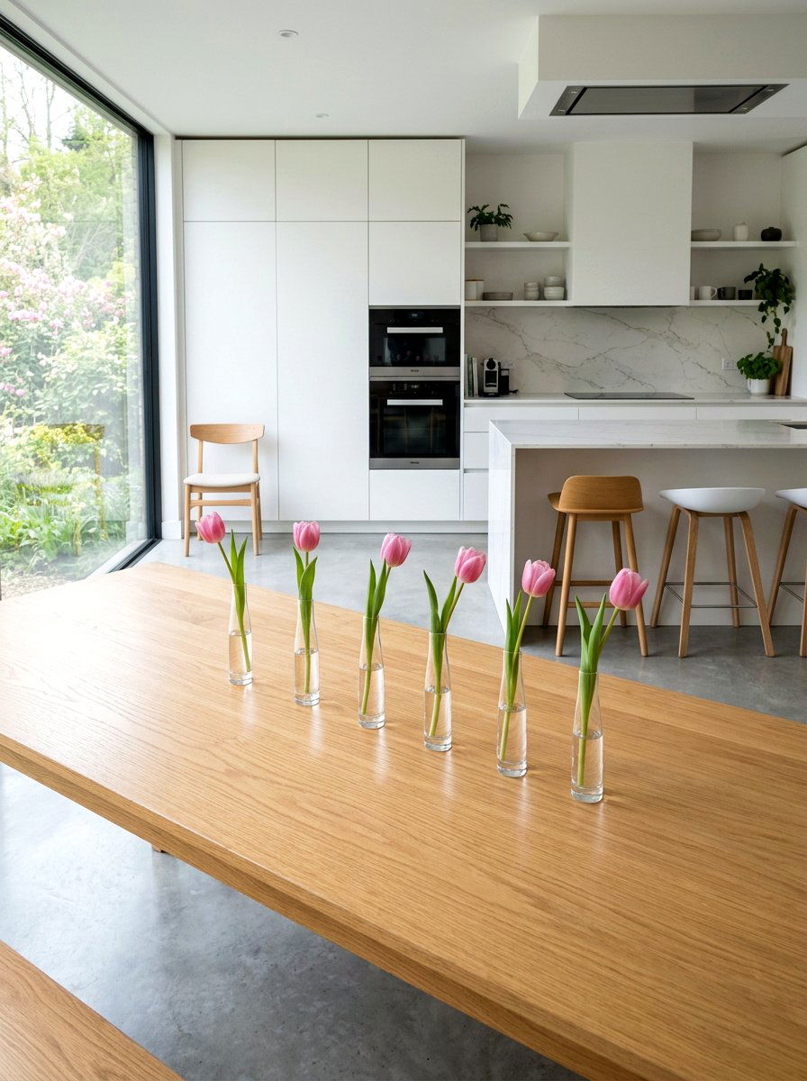 Minimalist Bud Vases - 25 Spring Kitchen Table Arrangement Ideas