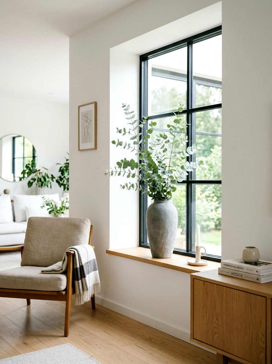 Minimalist Eucalyptus Branch - 25 Spring Window Ledge Decor Ideas