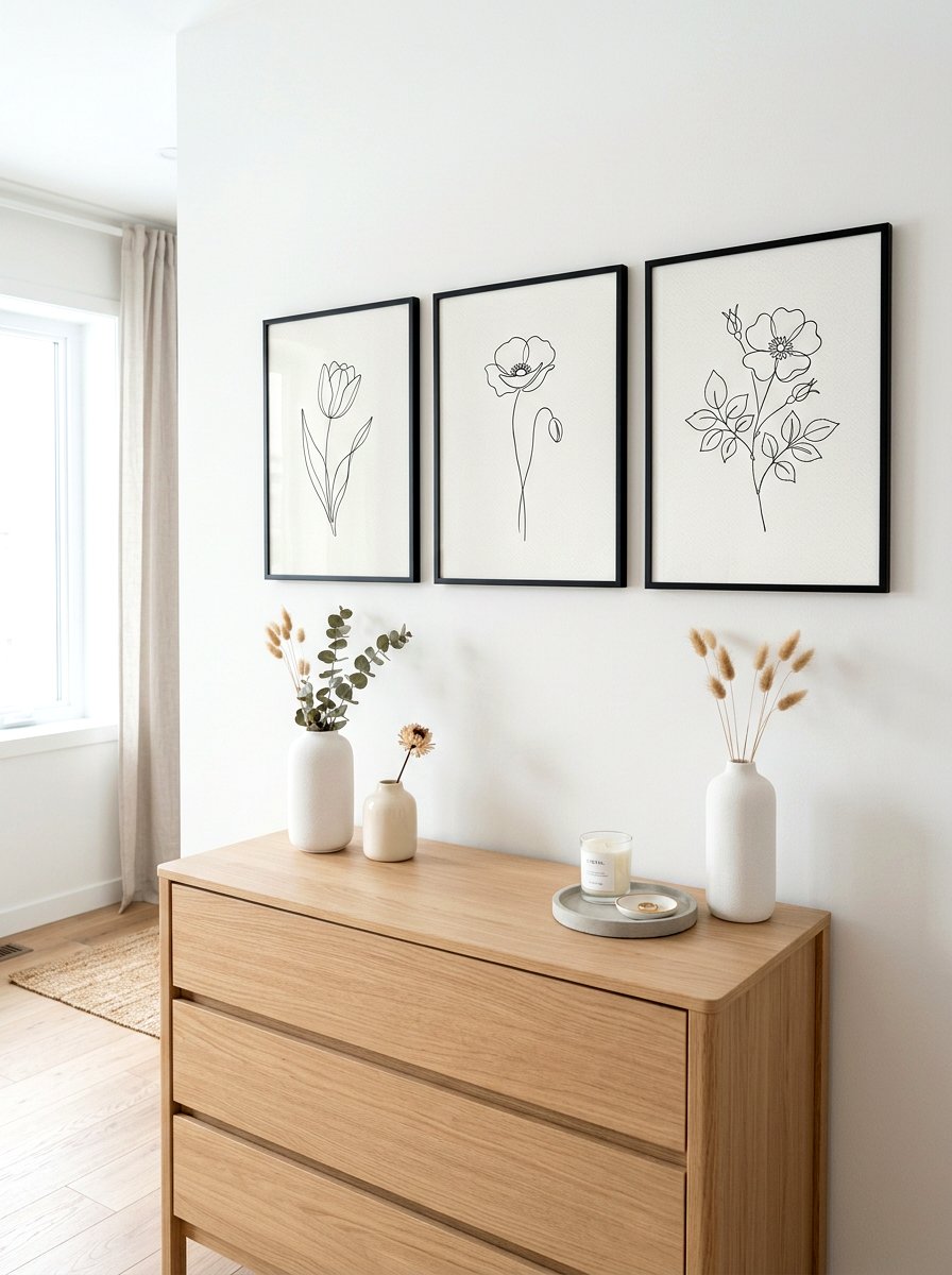 Minimalist Flower Line Art - 25 Spring Floral Wall Art Ideas