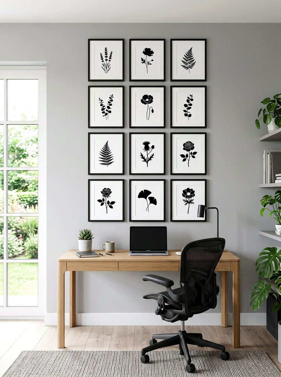 Minimalist Flower Silhouette Print - 25 Spring Abstract Floral Decor Ideas