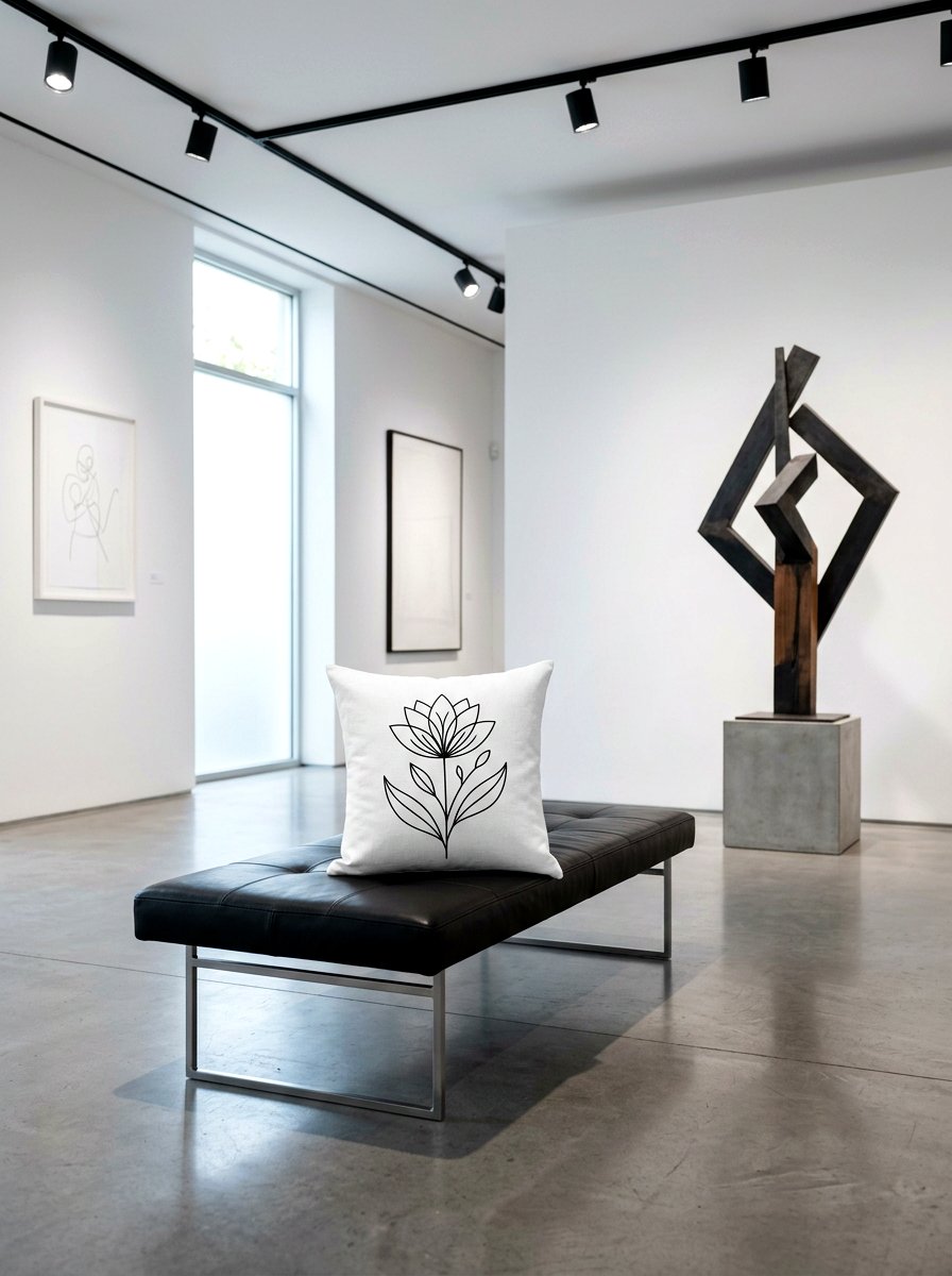 Minimalist Line Art Flower Pillow - 25 Spring Patterned Pillow Ideas