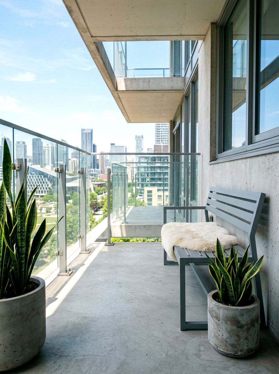 Minimalist Metal Bench - 25 Spring Balcony Seating Decor Ideas