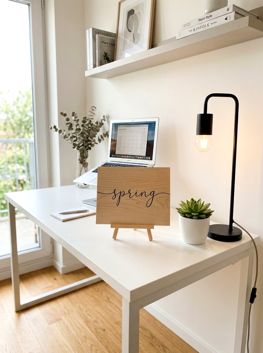 Minimalist Script Spring Sign - 25 Spring Wooden Sign Ideas