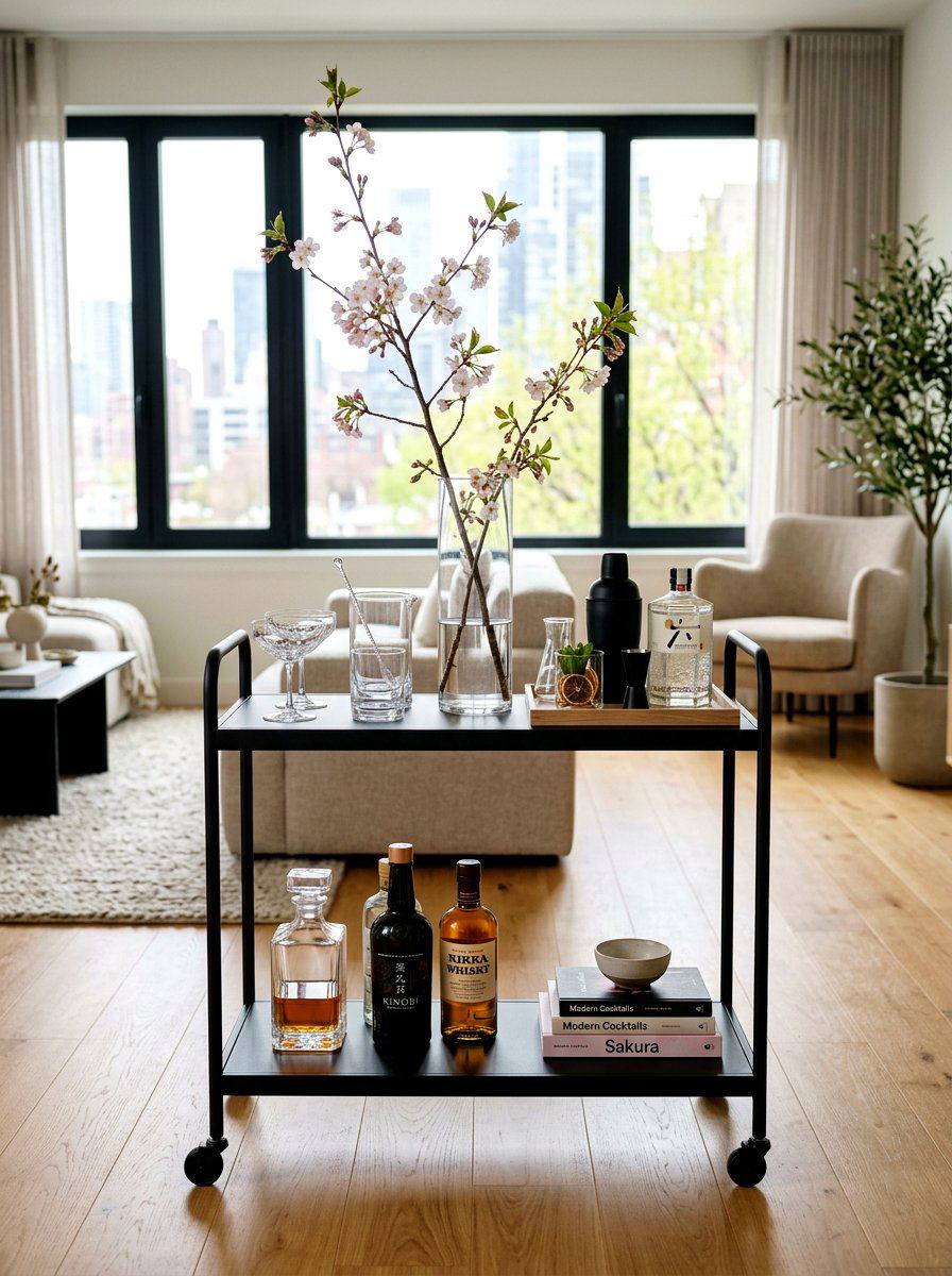 Minimalist Spring Bar Cart - 25 Spring Bar Cart Styling Ideas