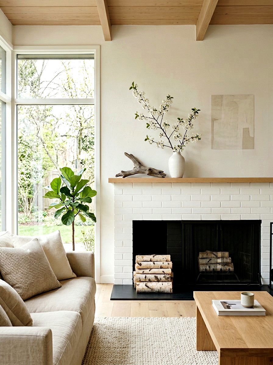 Minimalist Spring Mantel - 25 Spring Mantel Styling Ideas
