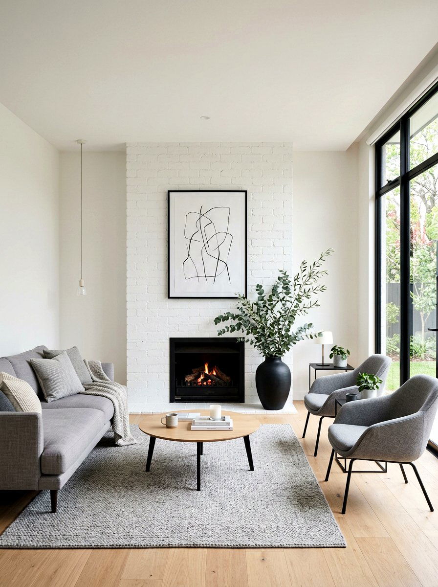 Minimalist Spring Mantel - 25 Spring White Brick Fireplace Ideas