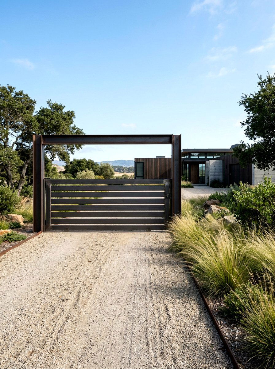 Minimalist Steel Gate - 25 Spring Driveway Gate Ideas