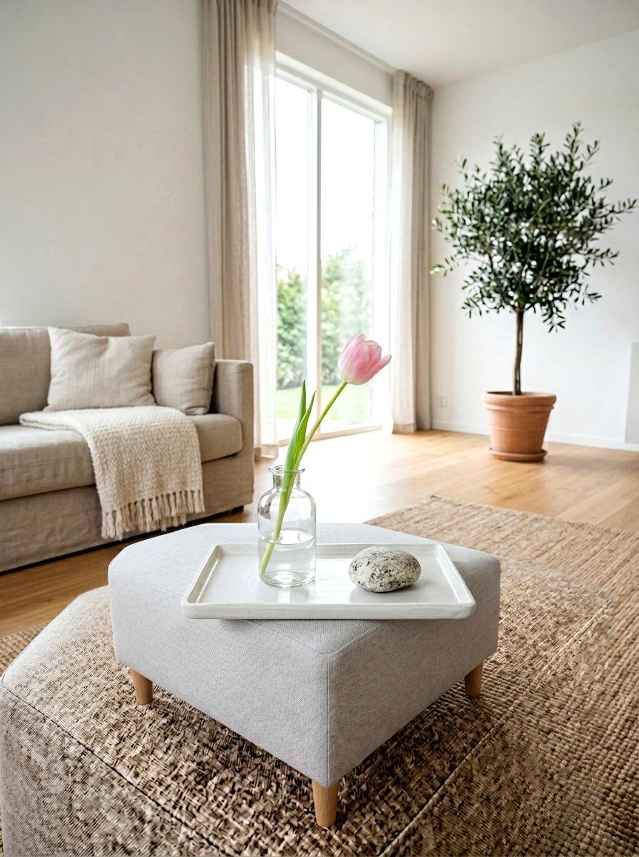 Minimalist Tray Styling - 25 Spring Ottoman Tray Ideas