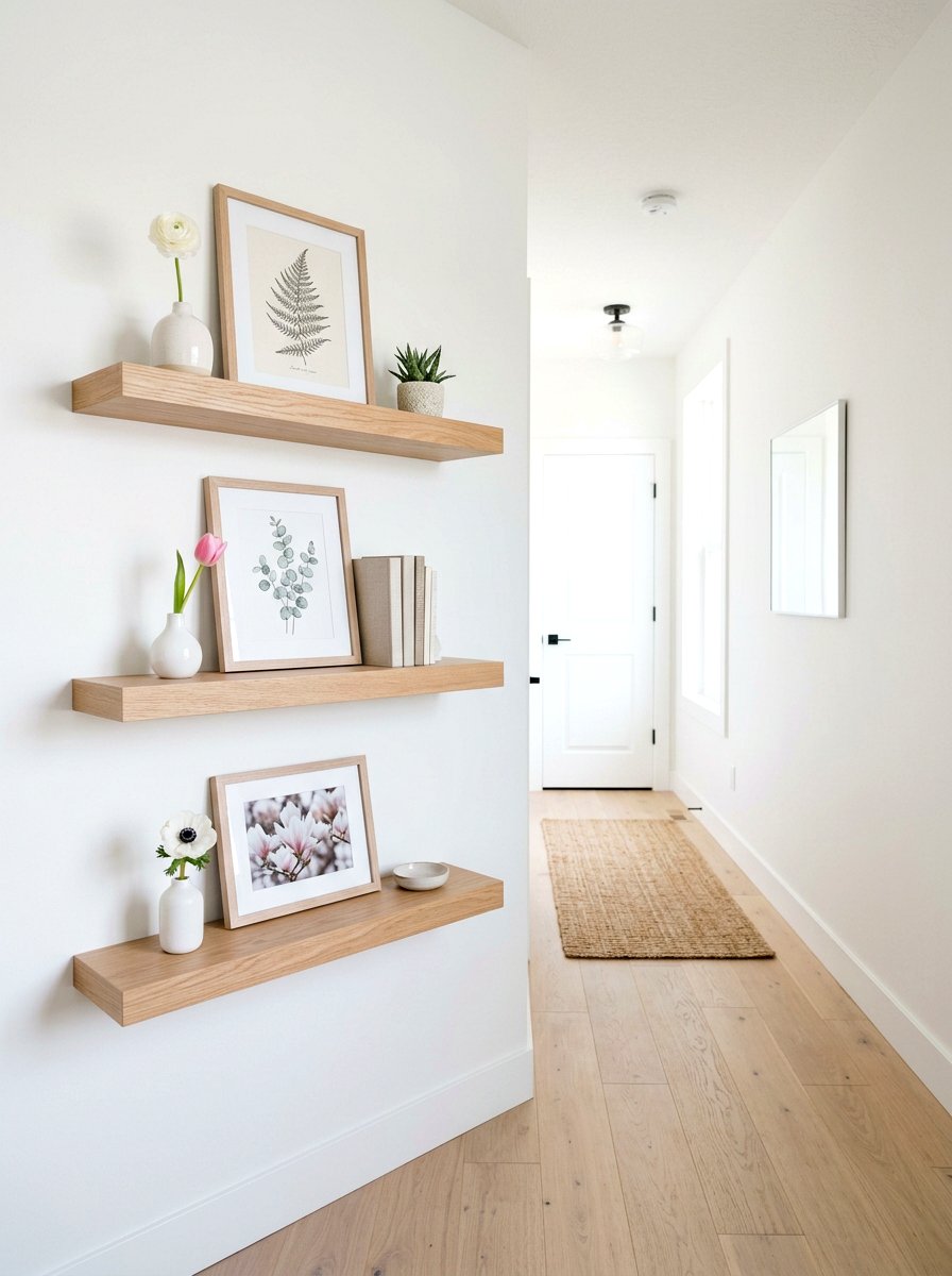 Minimalist Wall Shelves - 25 Spring Hallway Decor Ideas
