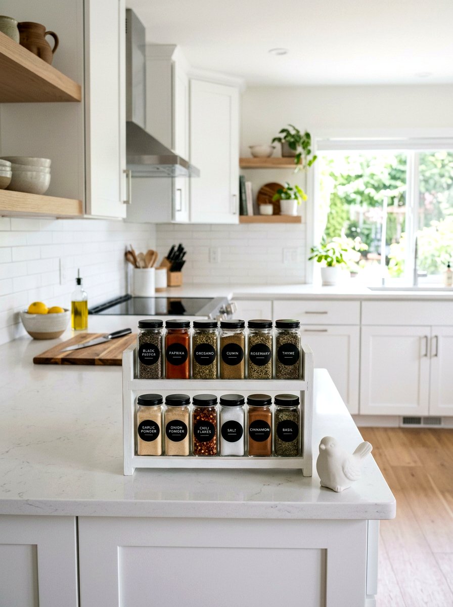 Minimalist White Spice Stand - 25 Spring Spice Rack Decor Ideas