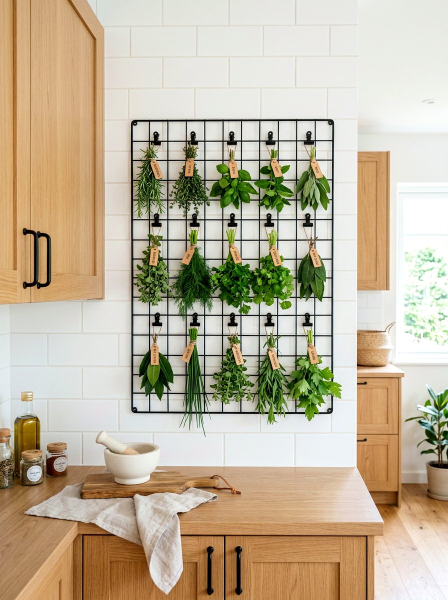 Minimalist Wire Herb Grid - 25 Spring Herb Drying Rack Ideas