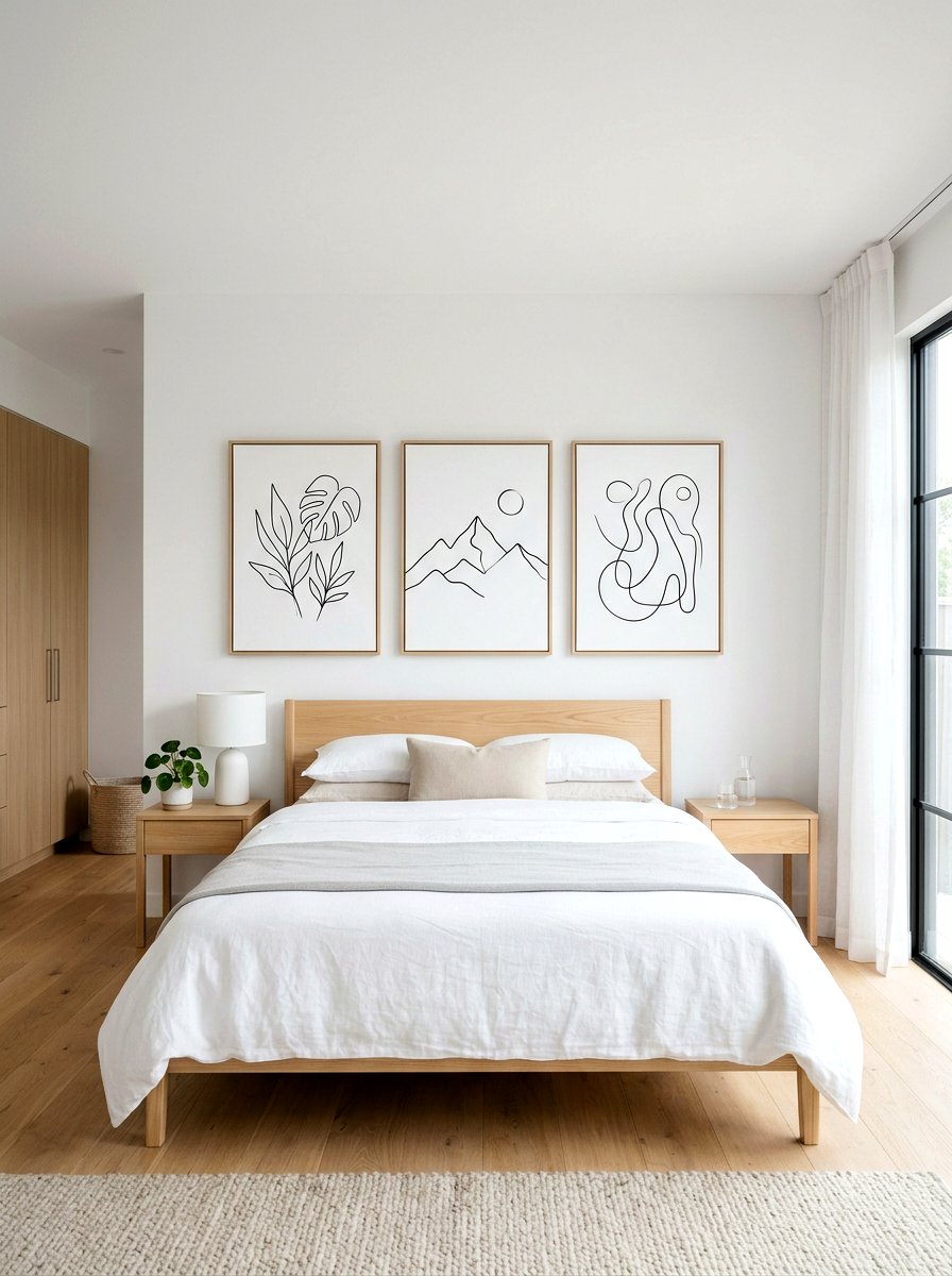 Minimalist line art - 25 Spring Bedroom Wall Decor Ideas