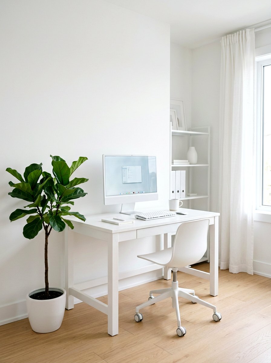 Minimalist white workspace - 25 Spring Office Decor Ideas