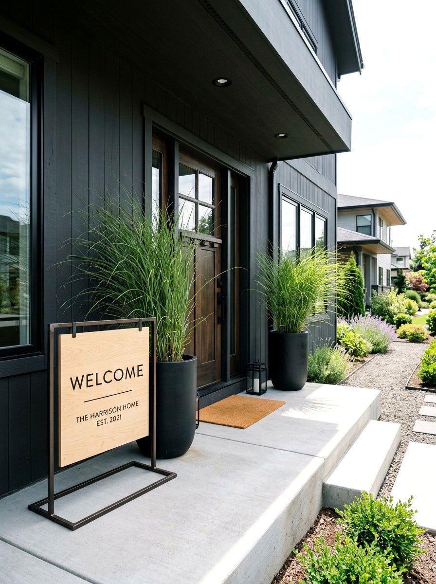 Minimalist wood porch sign - 25 Spring Porch Sign Ideas