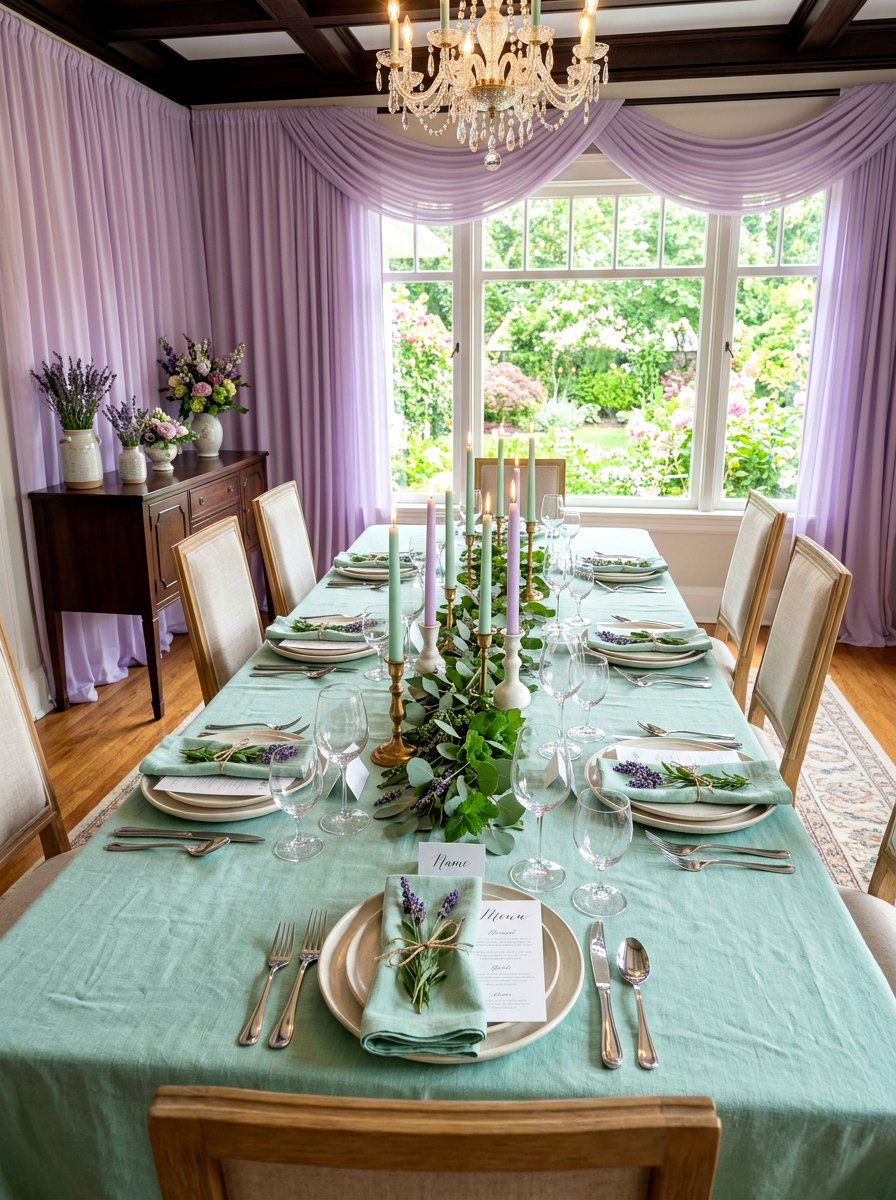 Mint And Lavender Setup - 25 Spring Sprinkle Party Decor Ideas