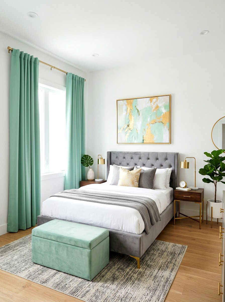 Mint Green Blackout Curtains - 25 Spring Bedroom Curtain Ideas