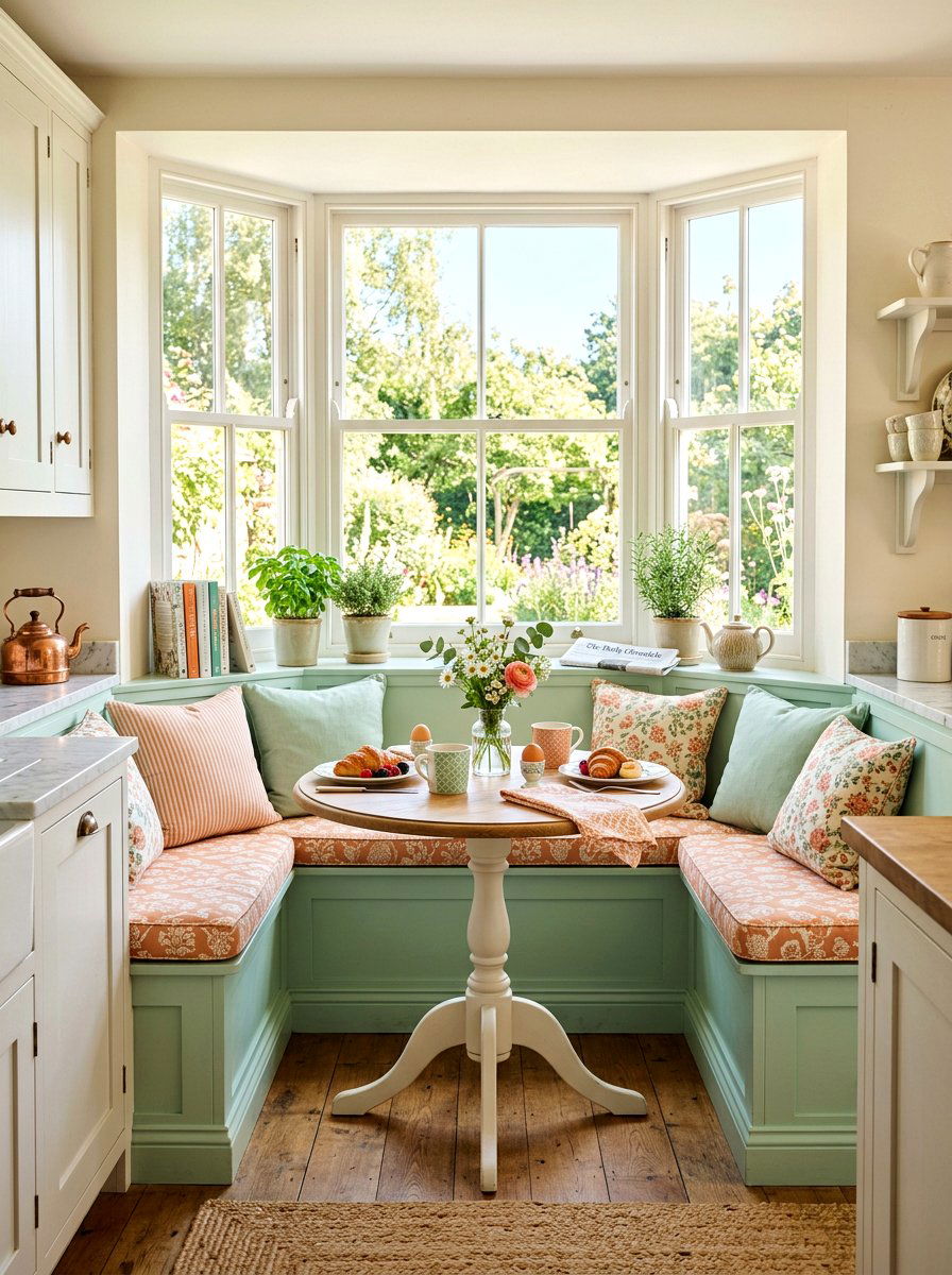 Mint Green Breakfast Nook - 25 Spring Mint Green Decor Ideas