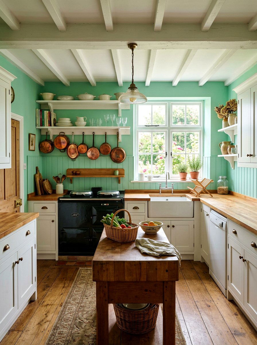 Mint Green Cottage Kitchen Beadboard - 25 Spring Beadboard Decor Ideas