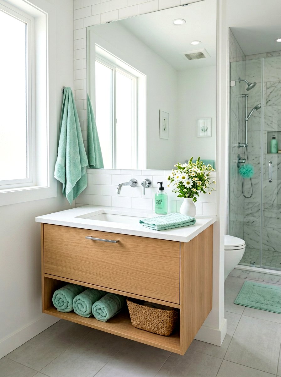 Mint Green Hand Soap - 25 Spring Bathroom Vanity Decor Ideas