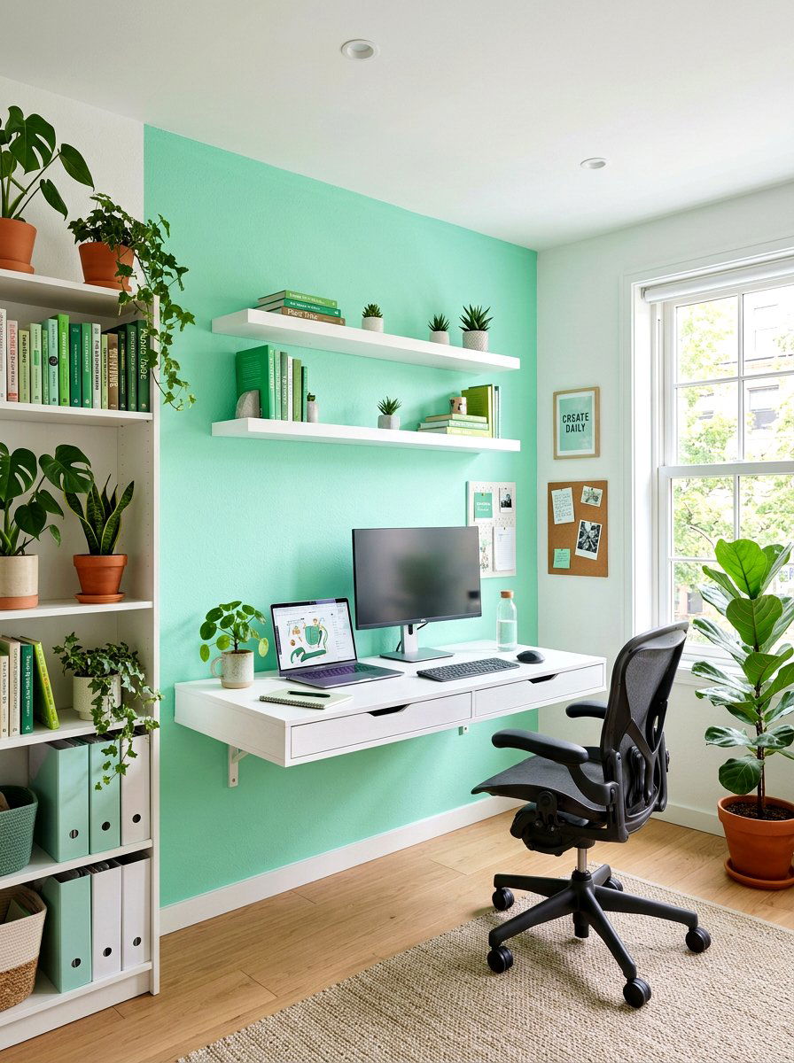 Mint Green Home Office - 25 Spring Mint Green Decor Ideas