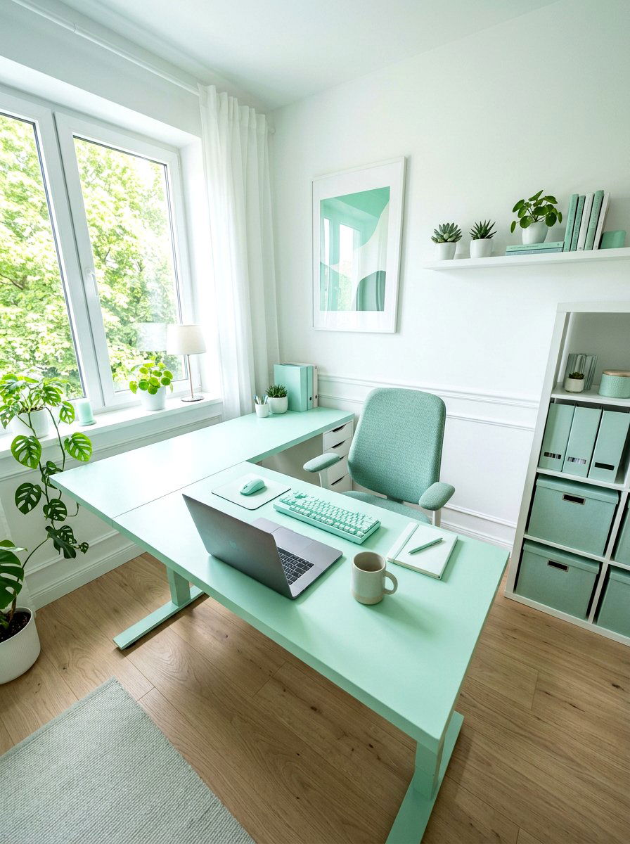 Mint Green Office - 25 Spring Desk Decor Ideas