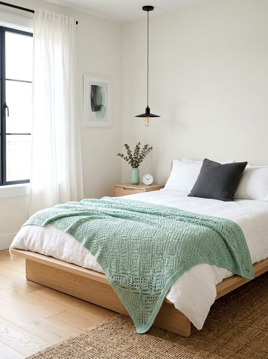 Mint Green Openwork Throw - 25 Spring Crochet Throw Ideas