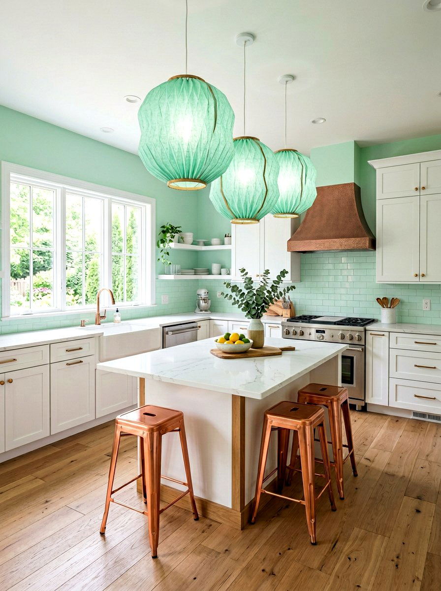 Mint Green Paper Lantern - 25 Spring Paper Lantern Ideas