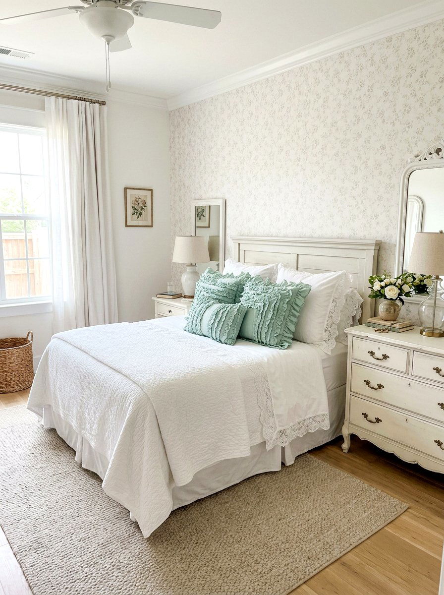 Mint Green Ruffle Pillow - 25 Spring Bedroom Pillow Ideas