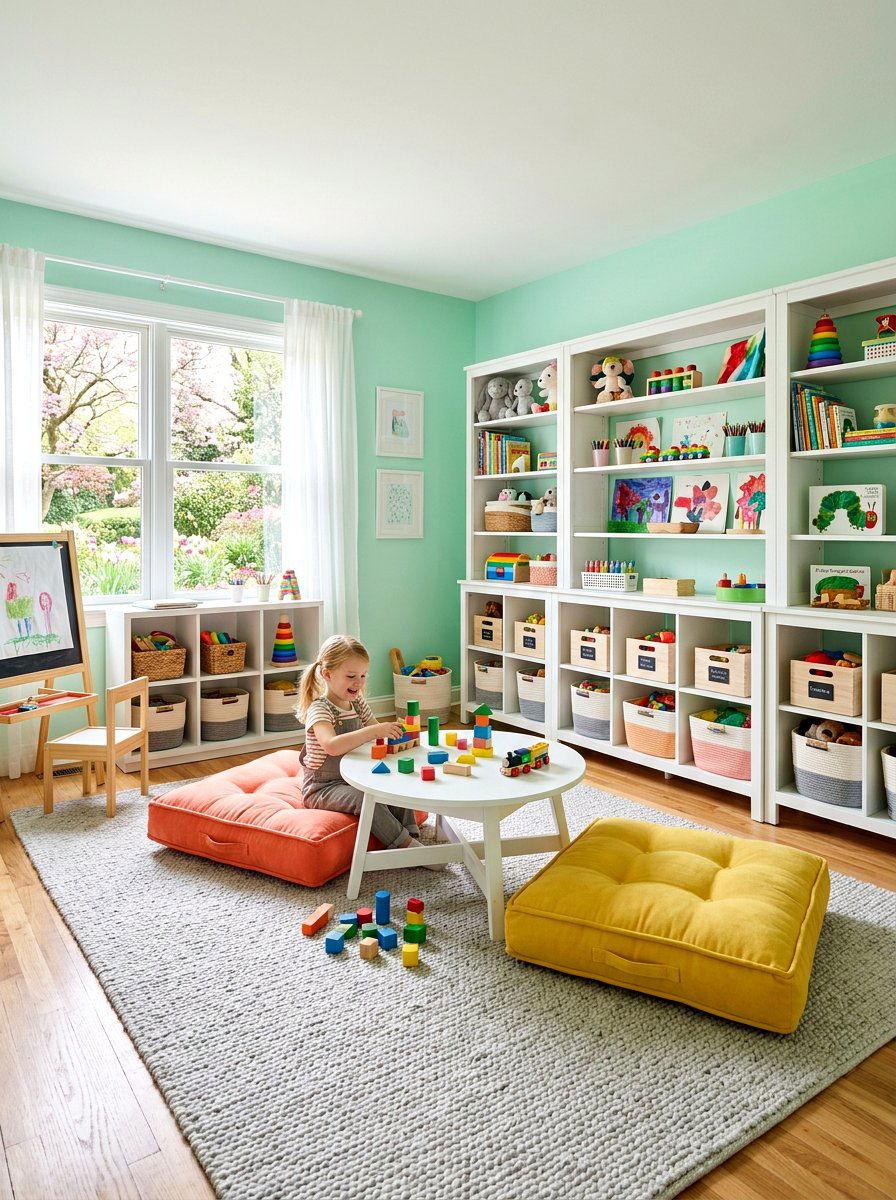Mint Green Spring Playroom - 25 Spring Kids Room Decor Ideas