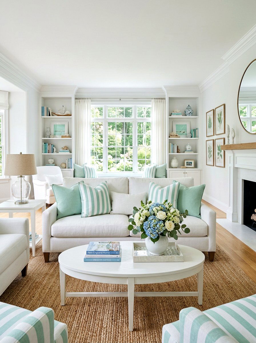 Mint Green Striped Pillow - 25 Spring Pillow Ideas